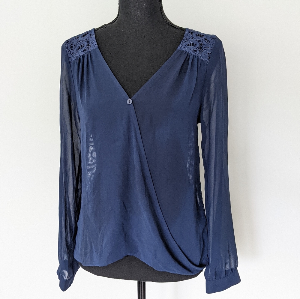 Blu Pepper Sheer Blue Blouse